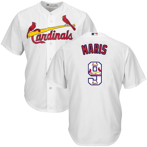 Cardinals #9 Roger Maris White Team Logo Fashion Stitched MLB Jersey